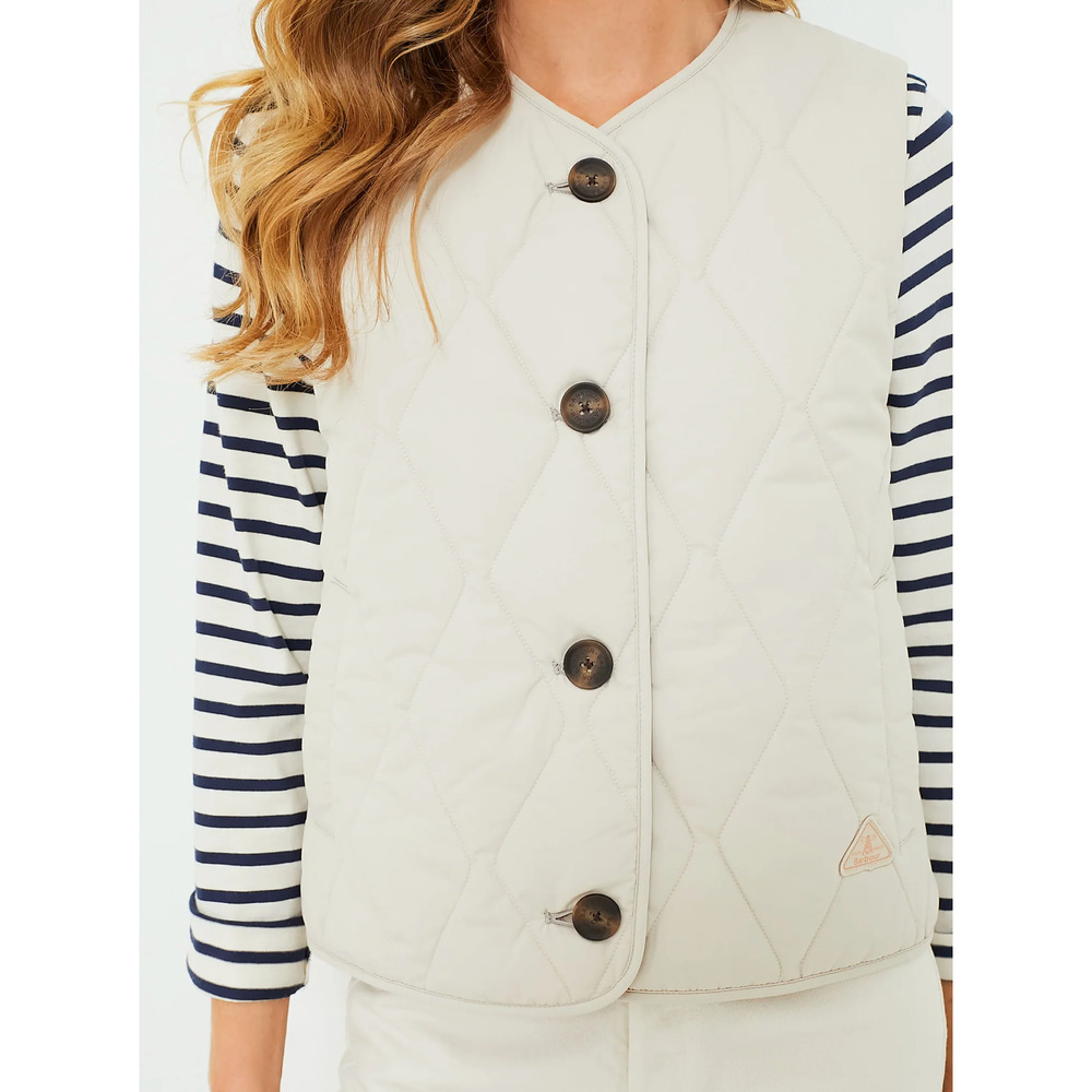 Women's Cream Quilted Vest - Picture 3 of 9